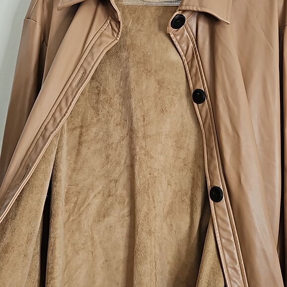 Zara Faux Leather Camel Short Trench Coat Medium Woman - Picture 11 of 15
